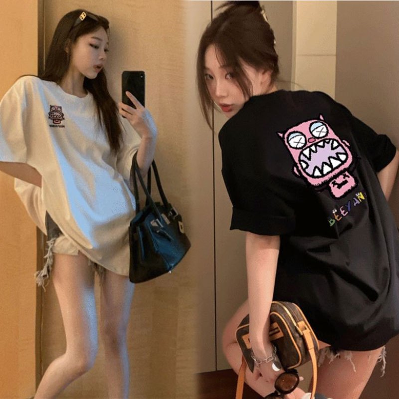 เสื้อยืดลายการ์ตูนผู้หญิง oversize  เสื้อผ้าแฟชั่นวัยรุ่น  เสื้อยืดโอเวอร์ไซส์เกาหลี