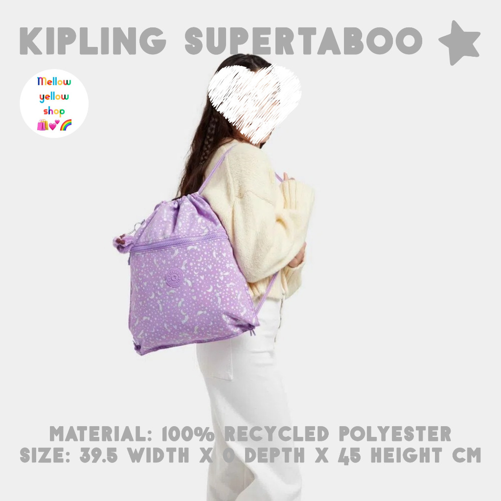 พร้อมส่ง ของแท้ กระเป๋า Kipling Supertaboo Medium backpack with drawstring