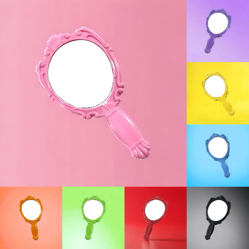 กระจกกุหลาบมีด้ามจับ พกพา