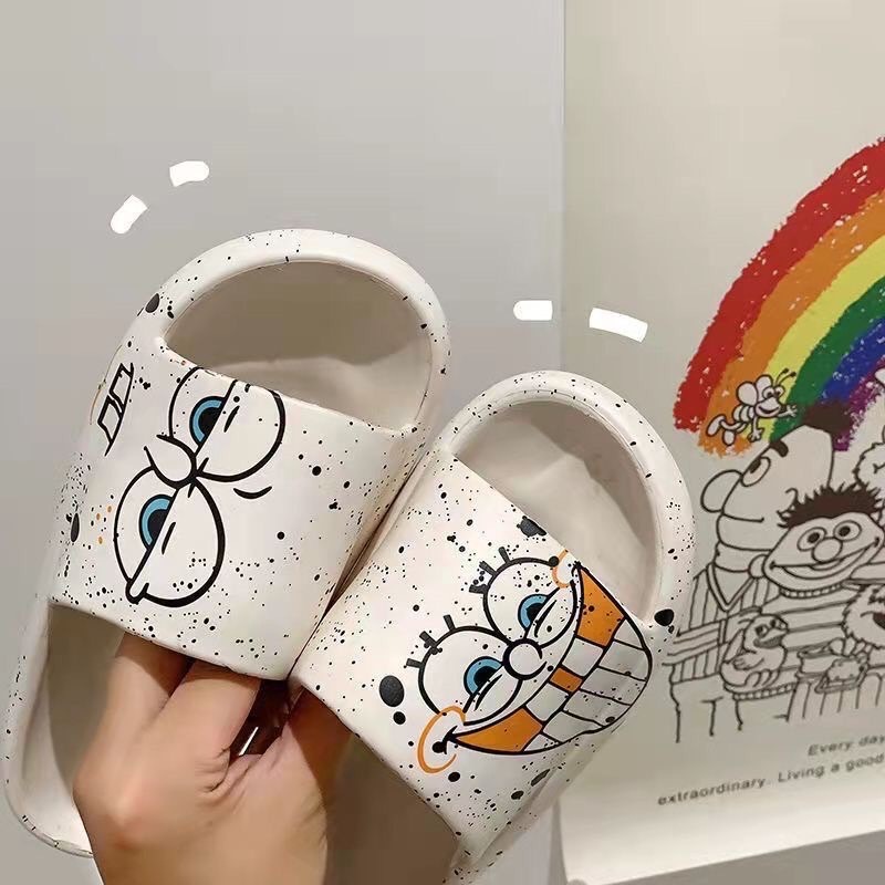 รองเท้าแตะนุ่ม ยางซิลิโคน โทนขาว-ดำ น่ารัก มีหลายลาย พื้นนิ่มใส่สบาย นิ่มเหมือนเหยียบขี้