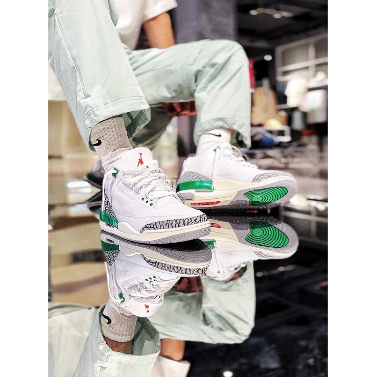 Nike Air Jordan 3 Retro Lucky Green สีเขียวโชคดี ของแท้ 100 % รองเท้าผ้าใบ