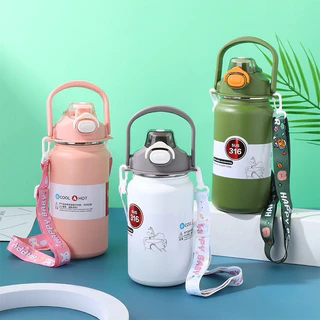 กระบอกน้ำเก็บเย็น 1.2L 1.4Lลิตร สแตนเลส 316 กระติกเก็บความเย็น แก้วเก็บความเย็น พร้อมหลอด เก็บน้ำร้อน/เย็น