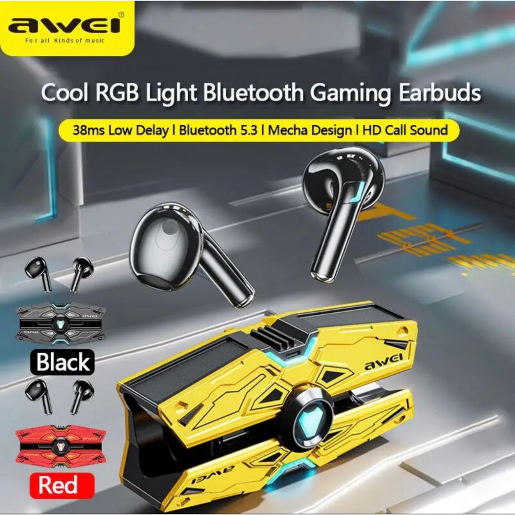 Awei T64 หูฟัง TWS หูฟังบลูทูธ ไร้สายบลูทูธ 5.3 เวอร์ชันใหม่ T64 พร้อมไมค์ IPX5