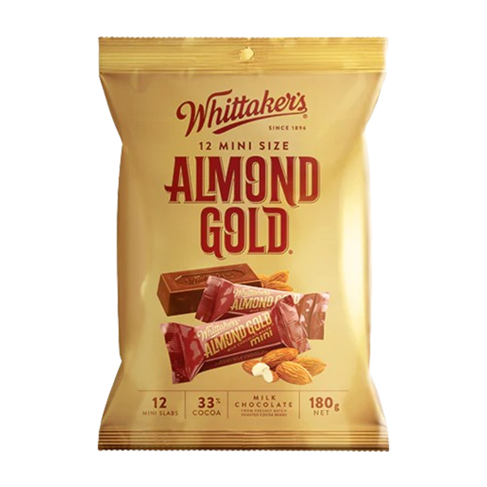 Almond Gold Whittaker's 12 Mini Size Almond Gold Milk Chocolate 180g