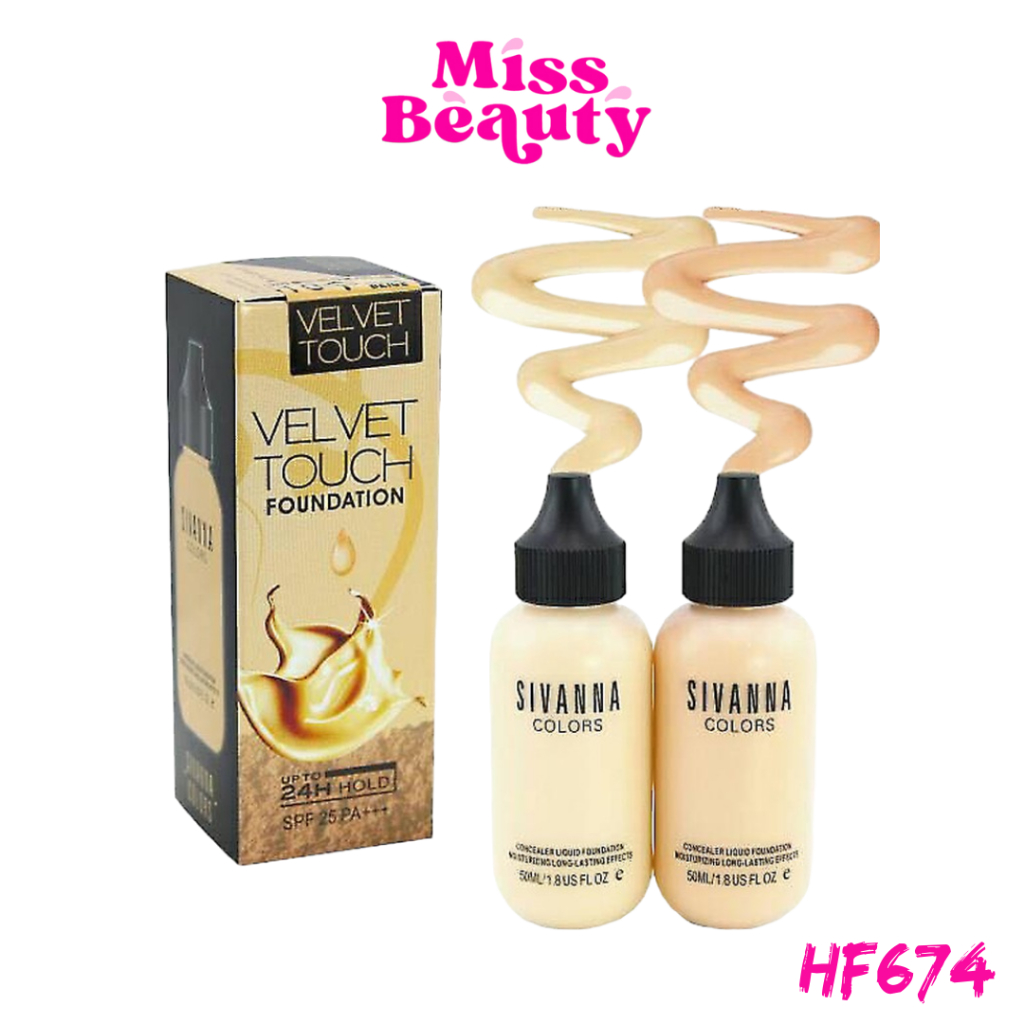 (HF674 )(ขวดนม) Sivanna Colors Velvet Touch Foundation SPF25 PA+++ ครีมรองพื้น ซีเวนน่า 50 กรัม