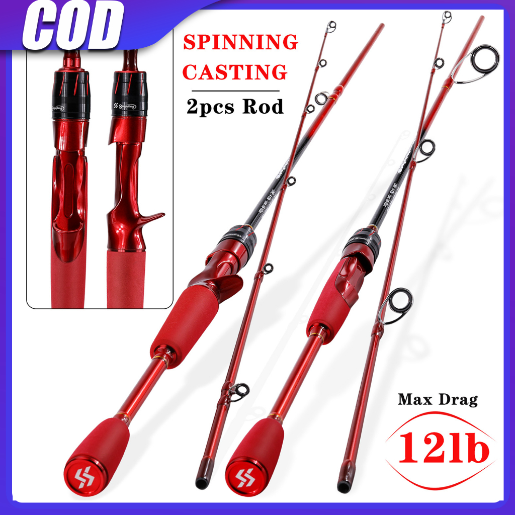 Sougayilang 1.8m / 2.1m คันเบ็ดตกปลาคาร์บอน 2 ส่วน 4-12LB EVA จับหล่อ / หมุนคันเบ็ดตกปลาน้ำจืด