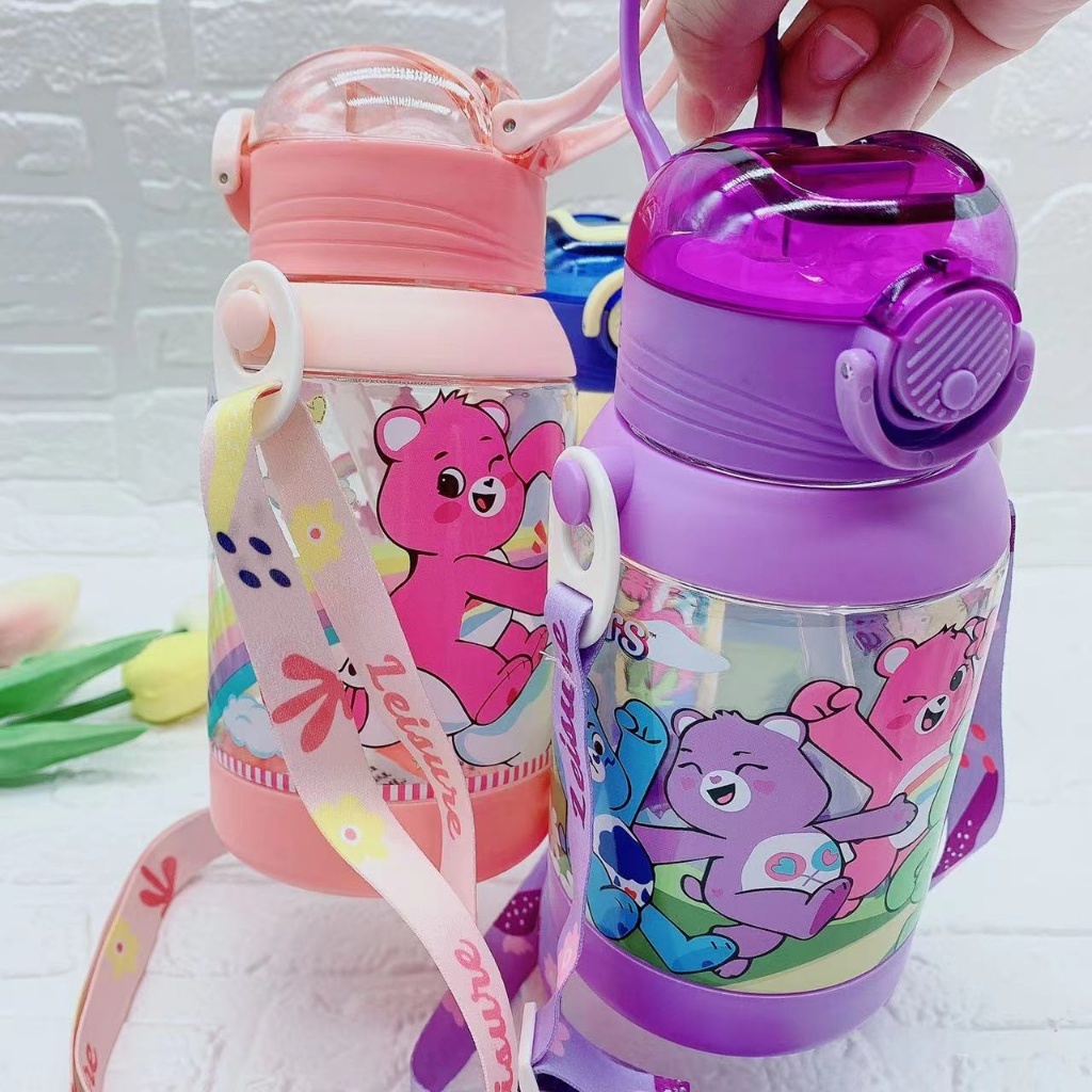 Lovely Baby กระติกน้ำเด็ก กระบอกน้ำ 600ml ขวดน้ำพลาสติกลายน่ารัก ขวดน้ํา ลาย care Bears