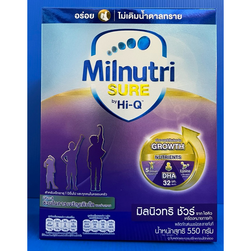 Hi-Q Milnutri sure 550 กรัม นมช่วยเพิ่มน้ำหนัก หมดอายุ 15/05/2026
