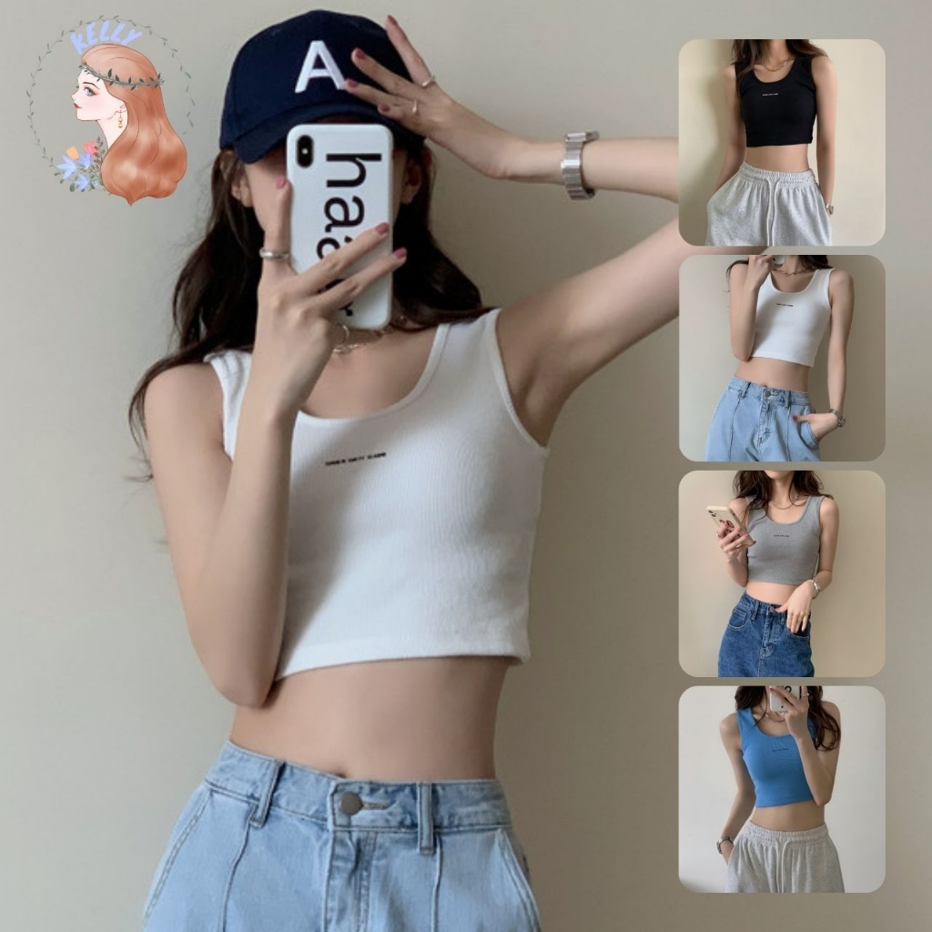 มาใหม่ เสื้อครอป เสื้อผ้าแฟชั่น สุดเซ็กซี่ ผ้านิ่มใส่สบาย สไตล์เกาหลี L1073