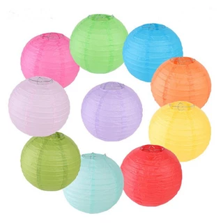 โคมไฟกระดาษ ทรงกลม โคมไฟญี่ปุ่น สีพาสเทล 8นิ้ว 12นิ้ว 16นิ้ว / 20cm 30cm 40cm สร้างบรรยากาศน่ารัก
