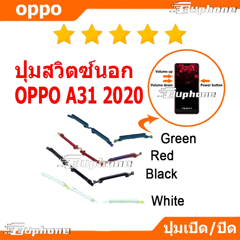 ปุ่มกดสวิทช์ด้านนอก OPPO A31 2020 ปุ่มเปิดปิด ปรับระดับเสียงขึ้นลง ปุ่มลดเสียง ปุ่มเพิ่มเสียง ON OFF+VOLUME BUTTON