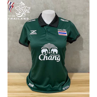 เสื้อกีฬาผู้หญิง ทีมชาติไทยคอปก ผ้านิ่มใส่สบาย ขนาดฟรีไซส์ อก 32-38