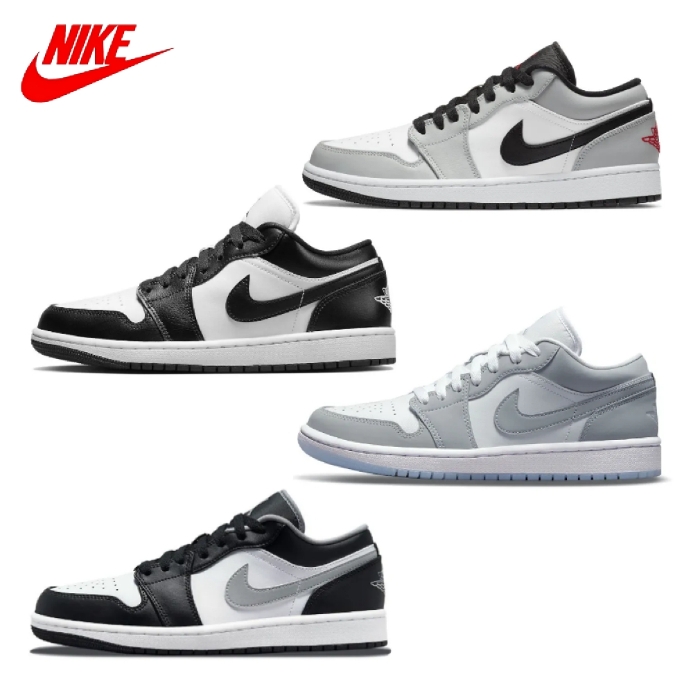 Nike Air Jordan 1 Low Panda Wolf Grey Light Smoke Grey Shadow ของแท้ 100% รองเท้าบาสสำหรับผู้ชาย และผู้หญิง