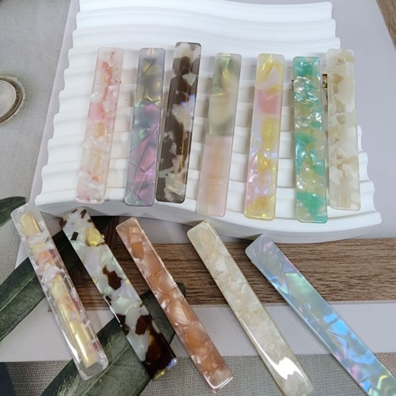 พร้อมส่ง กิ๊บหินอ่อน กิ๊บหนีบผมปากเป็ดลายหินอ่อน