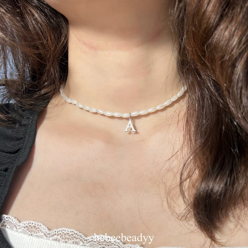 สร้อยคอมุก พร้อมจี้ตัวอักษร A-Z 𓈒 ✿🍨 | สร้อยมุก - รูปที่ 3