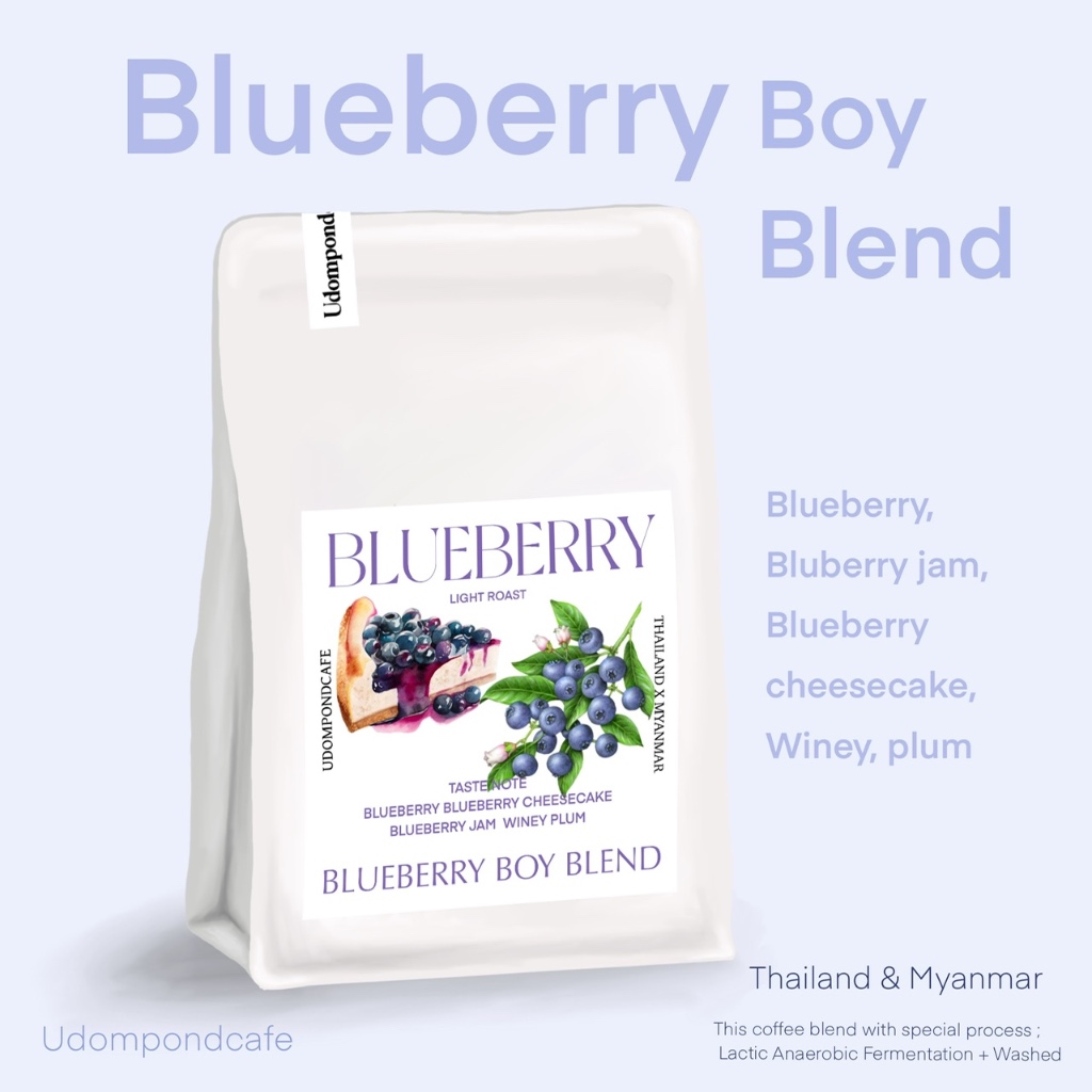  เมล็ดกาแฟเบลนคั่วอ่อน Blueberry boy blend อุมพรคาเฟ่