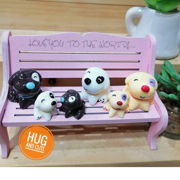 น้องหมาขอบตาดำตัวแม่ตัวลูก (ราคา/1ชิ้น) ตุ๊กตาแต่งบ้าน ตุ๊กตาแต่งสวน ของสะสม โมเดล จัดสวนถาด พร็อพถ่ายรูป