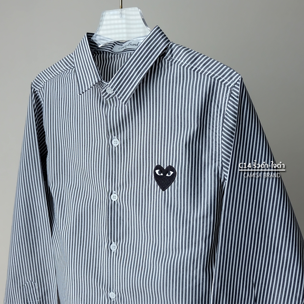 (C14 ริ้วดำ-ใจดำ) ผ้าCotton เสื้อทำงาน เสื้อใส่เที่ยว - รูปที่ 2