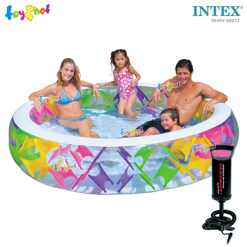 Intexสระเป่าลมพินวีวล์ 2.29x2.29x0.56 ม. รุ่น 56494 + ที่สูบลมดับเบิ้ลควิ๊ก วัน