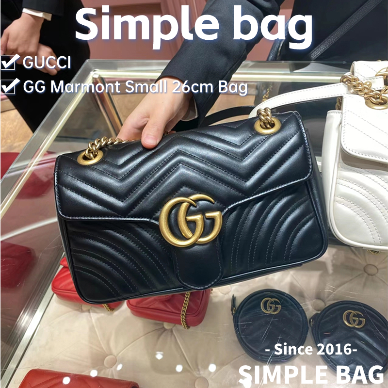 กุชชี่💥GUCCI GG Marmont Small Shoulder Bag 26cm กระเป๋าสะพายเดี่ยว
