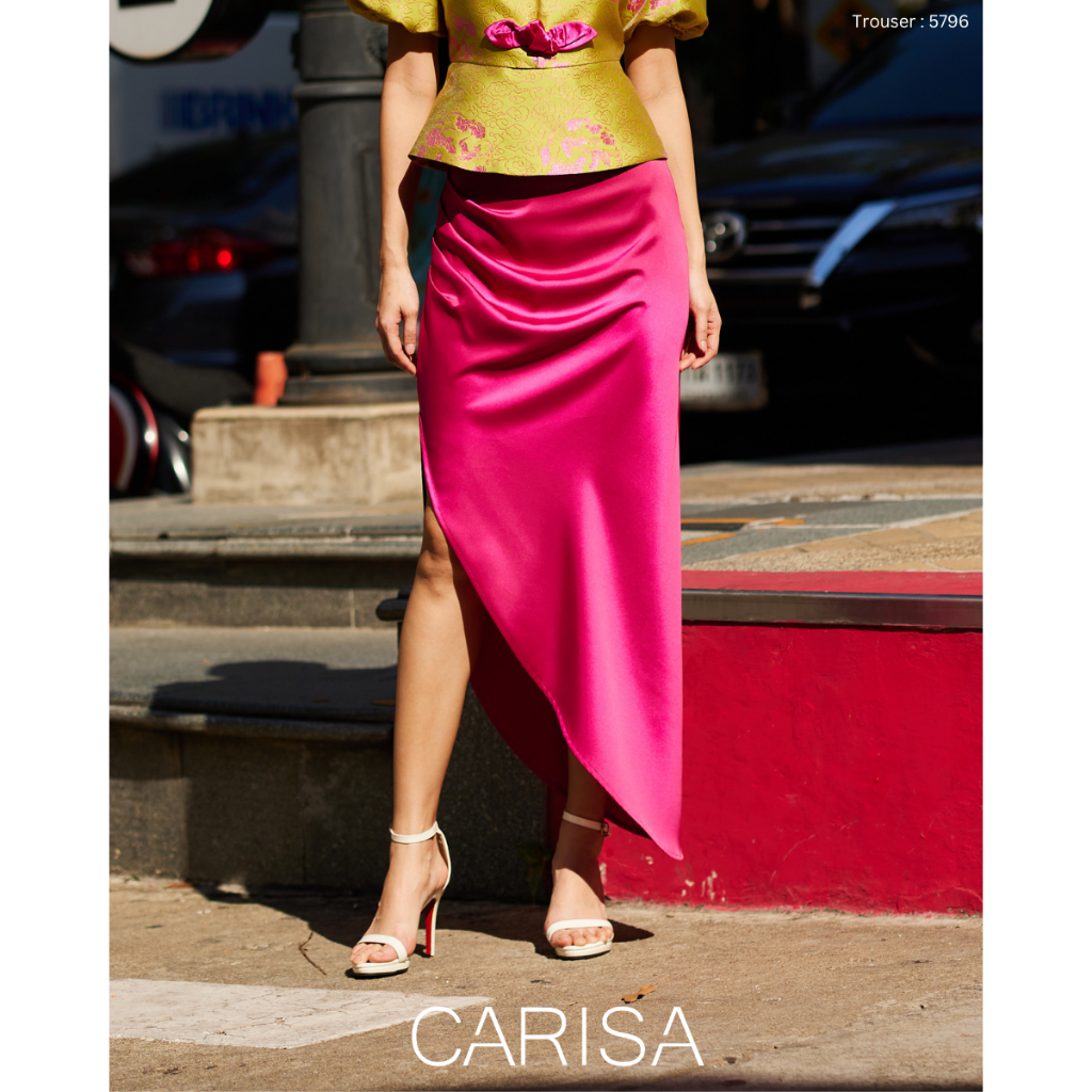Carisa กระโปรงจับจีบข้าง ผ้าซาตินเครปพรีเมี่ยม ทรงสวยทันสมัยมาก ใส่เข้าได้กับทุกอย่าง [5796]