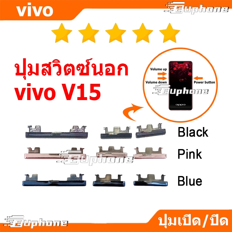 ปุ่มกดสวิทช์ด้านนอก VIVO V15 ปุ่มเปิดปิด ปรับระดับเสียงขึ้นลง ปุ่มลดเสียง ปุ่มเพิ่มเสียง ON OFF+VOLUME BUTTON