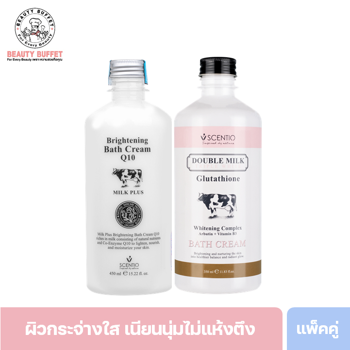 [ซื้อคู่ราคาพิเศษ] SCENTIO DOUBLE MILK TRIPLE WHITE + MILK PLUS BRIGHTENING SHOWER CREAM BATH  - ครีมอาบนํ้า (350ML.)