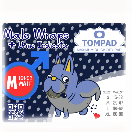 โอบิทอมแพด ผ้าอ้อมสุนัขตัวผู้ มึแถบวัดฉี่ และตีนตุ๊กแกปรับรัดเอวง่าย ผ้าอ้อมสุนัขแผ่นหนาให้สัมผัสนุ่ม ซึมซับดี