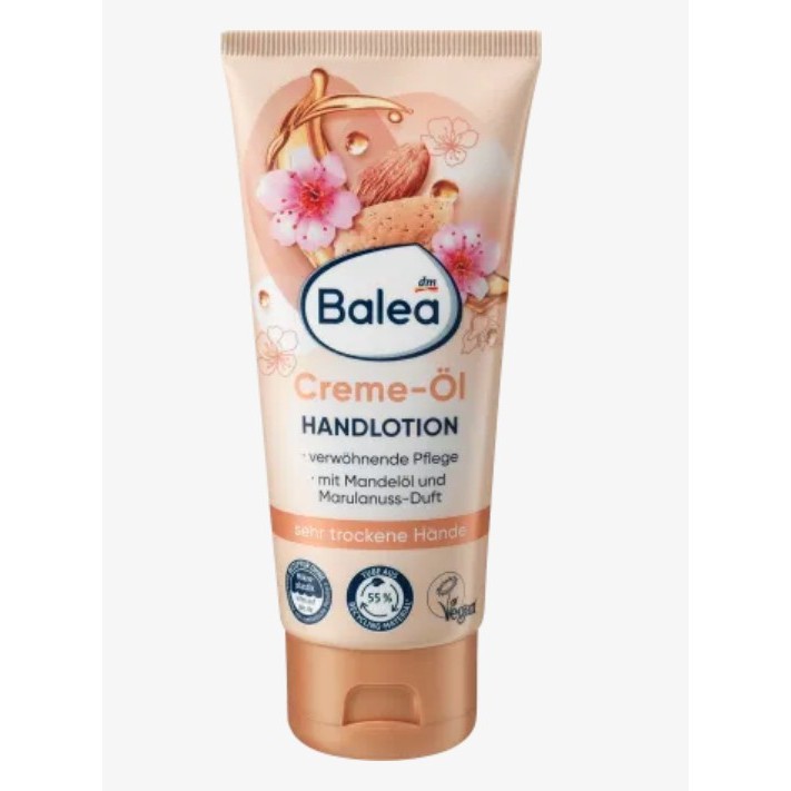 โลชั่น ทามือ Balea Creme-Öl Handlotion, 100 ml ด้วยน้ำมันอัลมอนด์ เชียบัตเตอร์ และกลิ่นมารูลนัท