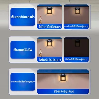 【รับประกัน10ปี】ไฟติดผนัง ไฟโซล่าเซลล์ LED โคมไฟติดผนัง ไฟเซ็นเซอร์ ไฟสวน solar light หลอดไฟโซล่าเซล ไฟติดผนังกันน้ำฝน