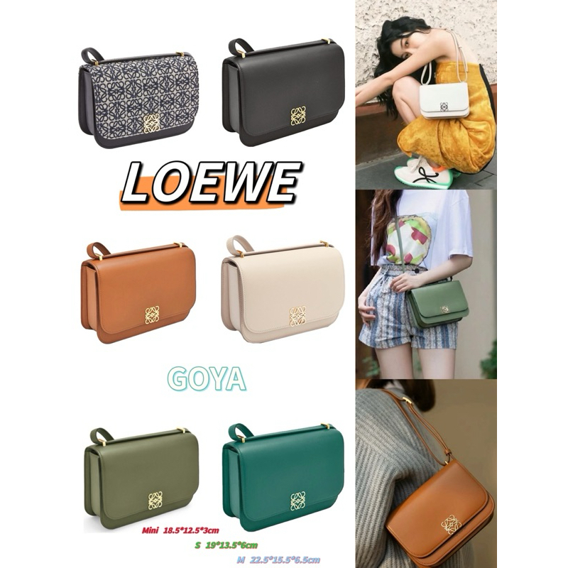 🔥  แบรนด์ใหม่ 100% ของแท้ LOEWE GOYA Accordion Series วัสดุหนังวัวกระเป๋าสะพายไหล่เดี่ยว MINI / S / 