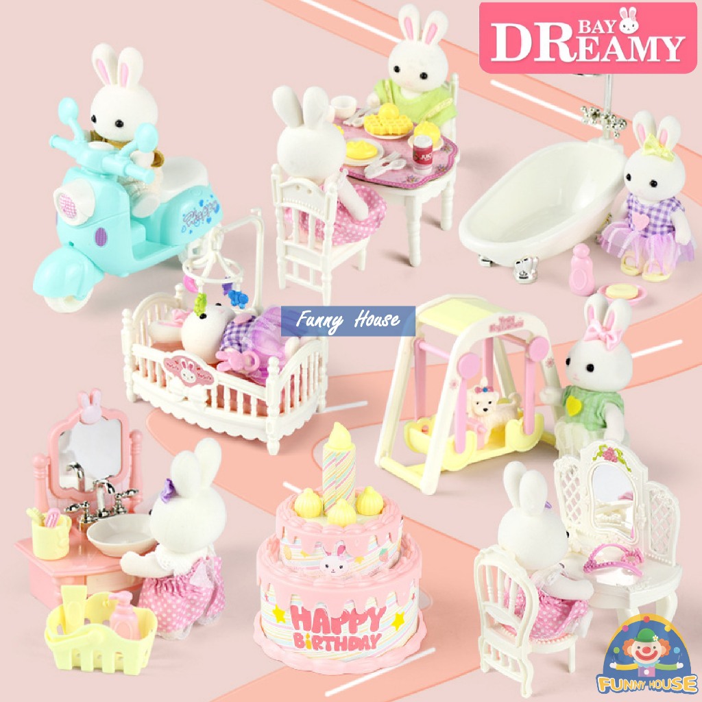 บ้านตุ๊กตา Yasini Series Bay Dreamy เฟอร์นิเจอร์สำหรับบ้านตุ๊กตากระต่าย ของเล่นเด็ก