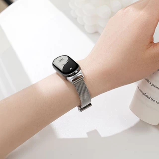 สำหรับ Xiaomi Mi Band 10 9 8 สายโลหะสแตนเลส Xiaomi Mi Band 8 สายหัวเข็มขัดสแตนเลส