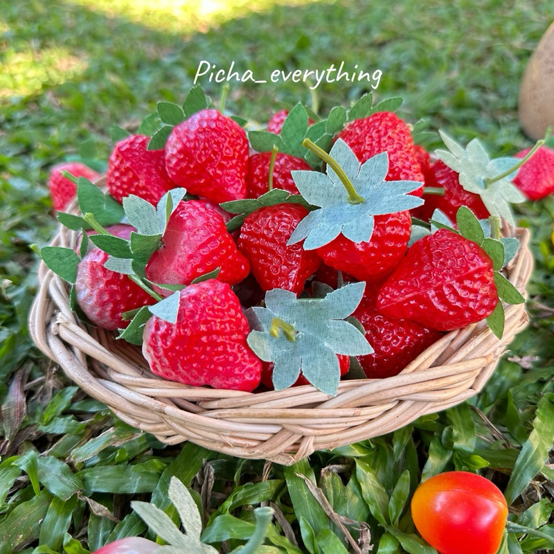 [พร้อมส่ง]🍓สตอเบอรี่ปลอม🍓 ผลไม้ปลอม(ราคาต่อลูก)