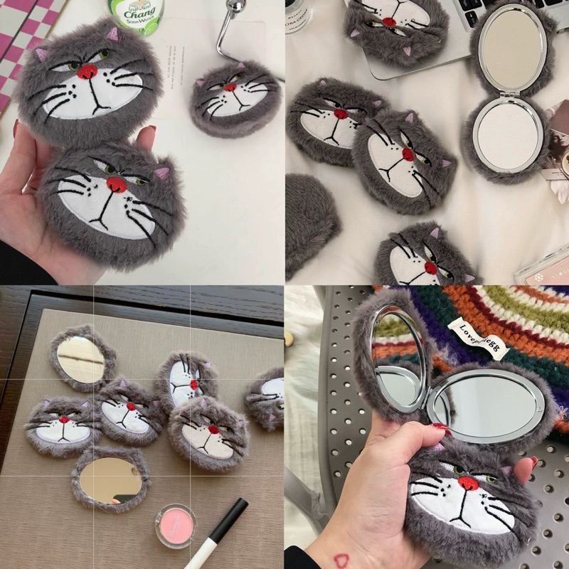 พร้อมส่ง🍑 กระจกพกพา Lucifer cat ลูซิเฟอร์ น่ารัก ด้านเดียว สองด้าน Pocket Mirror กระจกแต่งหน้า 02005
