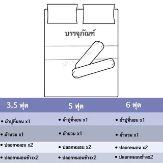 ชุดผ้าปูที่นอน พร้อมผ้านวม ครบเซ็ต 6 ชิ้น มีขนาด 3.5/5/6ฟุต