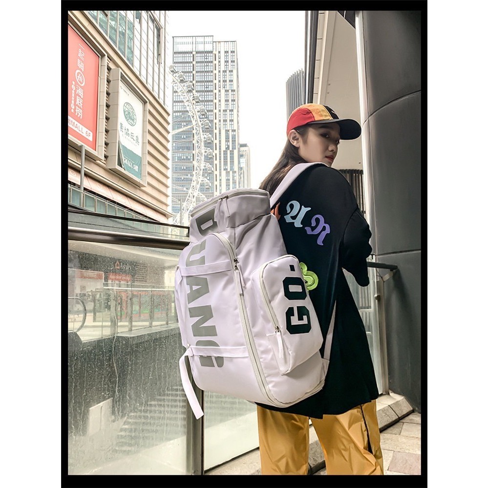 KNT กระเป๋าเป้สะพายหลังสไตล์สตรีท รุ่น N60 ทรงสี่เหลี่ยมผืนผ้า เนื้อผ้าใบ ใส่ของไปเที่ยวเดินทาง จุของได้เยอะ 36ลิตร