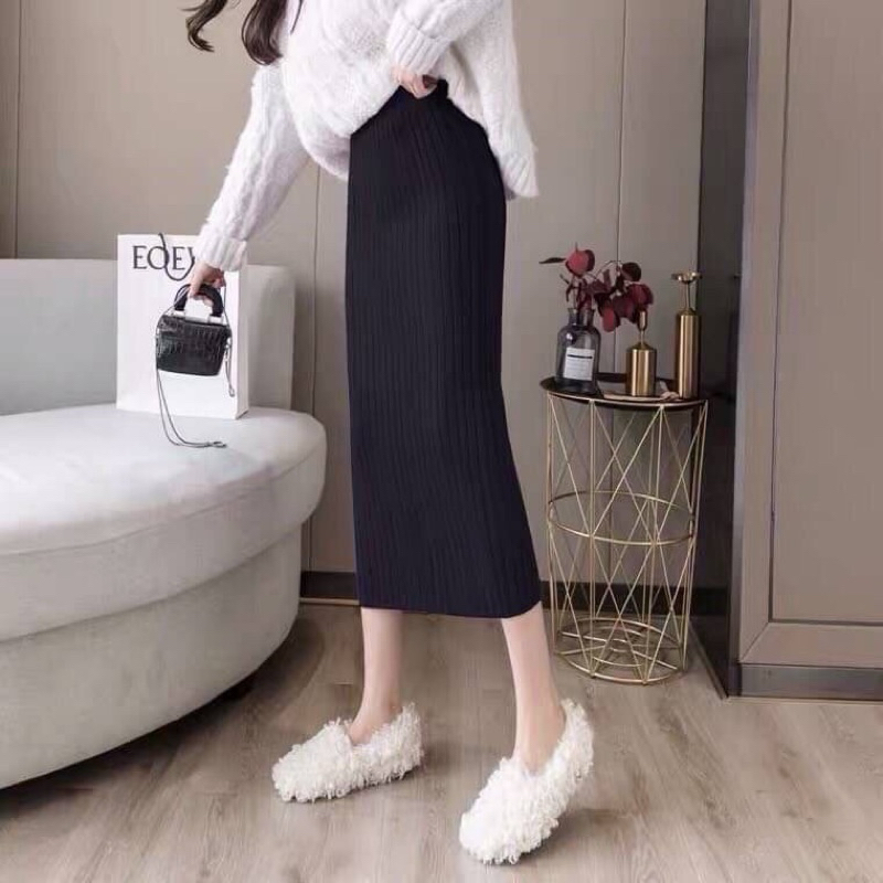 Kimmame - กระโปรง รุ่น Earth Tone Knit Skirt 3 สี