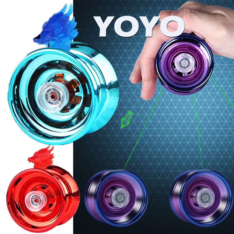 Intelscore 🍓โยโย่อลูมิเนียมเพื่อการศึกษาสำหรับเด็ก 4 สี (มีสายสะพาย) Yo-yos ฝึกทักษะการลงมือปฏิบัติจริง