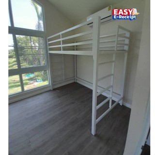 เตียงเหล็กชั้นลอยข้างล่างโล่ง  บันไดปีน ทำจากเหล็กกล่องอย่าง…