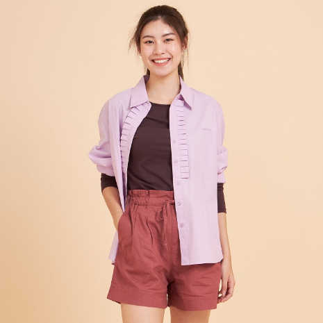 Stephanie เสื้อเชิ๊ตแขนยาวสีม่วง ใส่สบาย (OWS26VI)