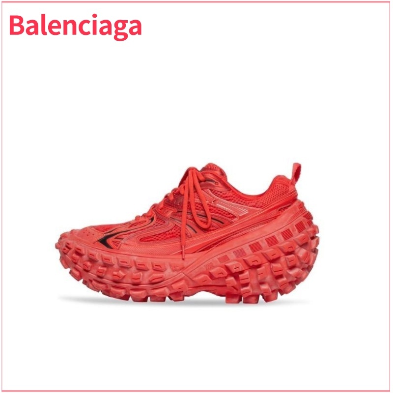 Balenciaga Balenciaga Defender พื้นรองเท้าหนาดูดซับแรงกระแทกรองเท้าพ่อต่ำผู้ชายสีแดง