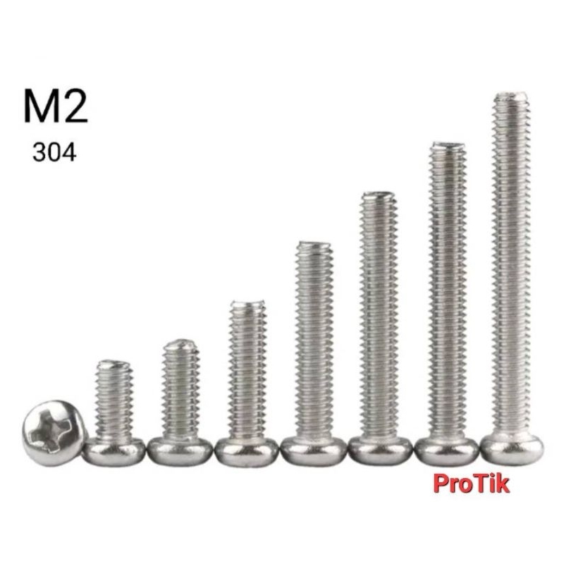 น็อต สกรู หัวกลม M2 สแตนเลส304 ราคาถูก