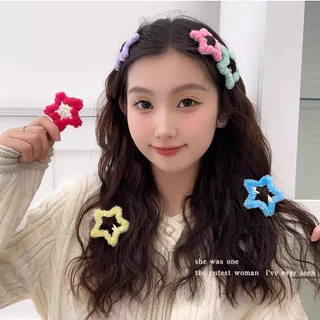 COD-ในไทย💖กิ๊ฟติดผมสีแคนดี้รูปดาวห้าแฉกน่ารักๆฟูๆหน้าม้าคลิปด้านข้างสไตล์เกาหลีเด็กนักเรียนสำหรับผู้หญิง2026ใหม่-Krismil