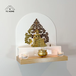 TC HOME ต้นโพธิ์ทอง ใบโพธิ์ทอง ต้นโพธิ์รวยทรัพย์ อะคริลิคกระจก หรูหราตกแต่งหิ้งพระ (สีทอง) - PD008