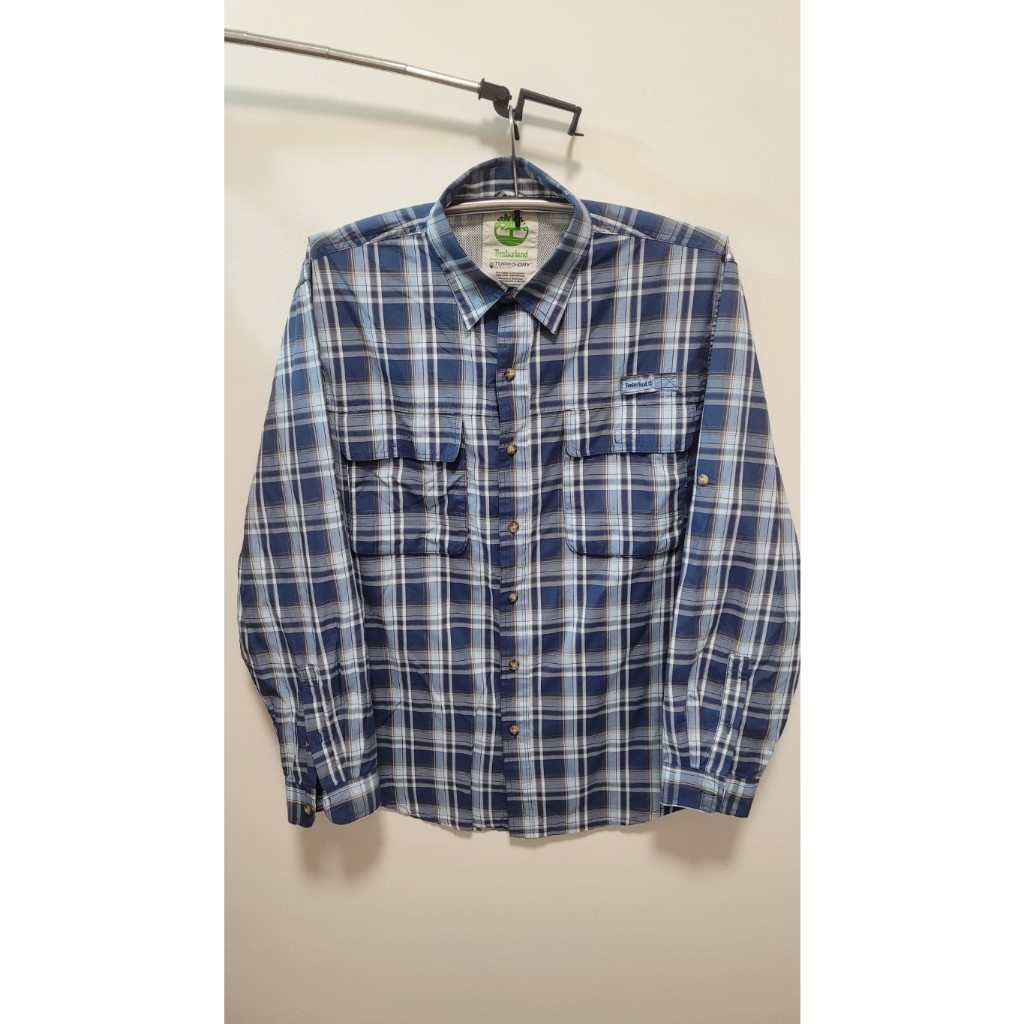 เสื้อ Shirt Timberland  (ของแท้) สีน้ำเงิน ไซส์ L-XL  รอบ"อก48" ยาว26  ไหล่20