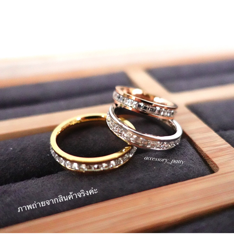 💍แหวนstainlessเส้นเรียบ รุ่นR04 เพชรรอบวง ✨รุ่นนี้ใส่ที่สุดมีติดนิ้วแมทลุคง่ายค่ะ - รูปที่ 5
