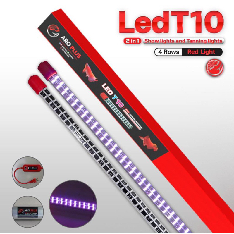 หลอดไฟ LED T10 plus  2in1 แบบ 4 แถว สีแดง
