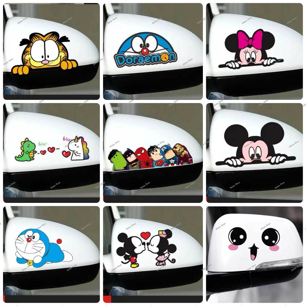 1คู่ สติกเกอร์ ลายการ์ตูน สำหรับติดกระจกมองข้างรถยนต์ สติกเกอร์ติดรถ สติกเกอร์ติดกระจกมองข้าง