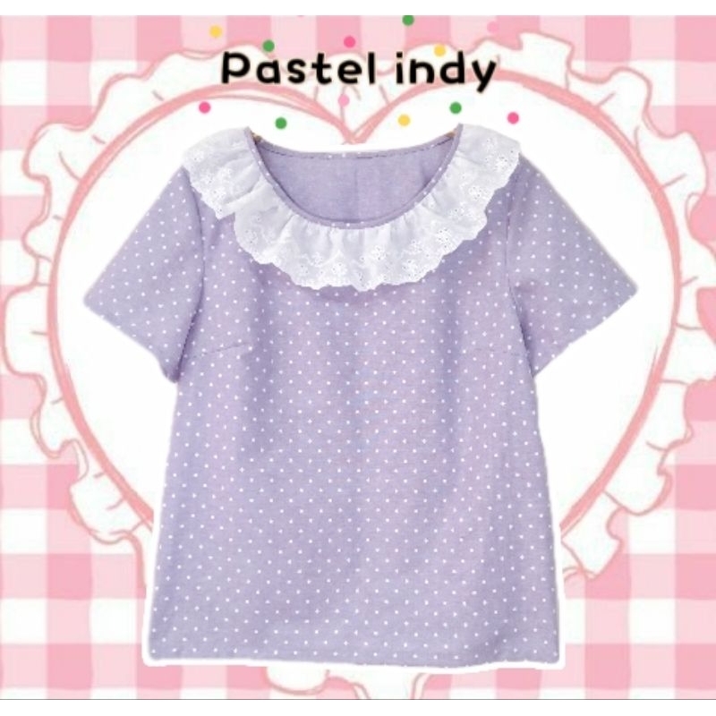 เสื้อน่ารัก คอระบายลูกไม้สไตล์ญี่ปุ่น(งานตัด)
